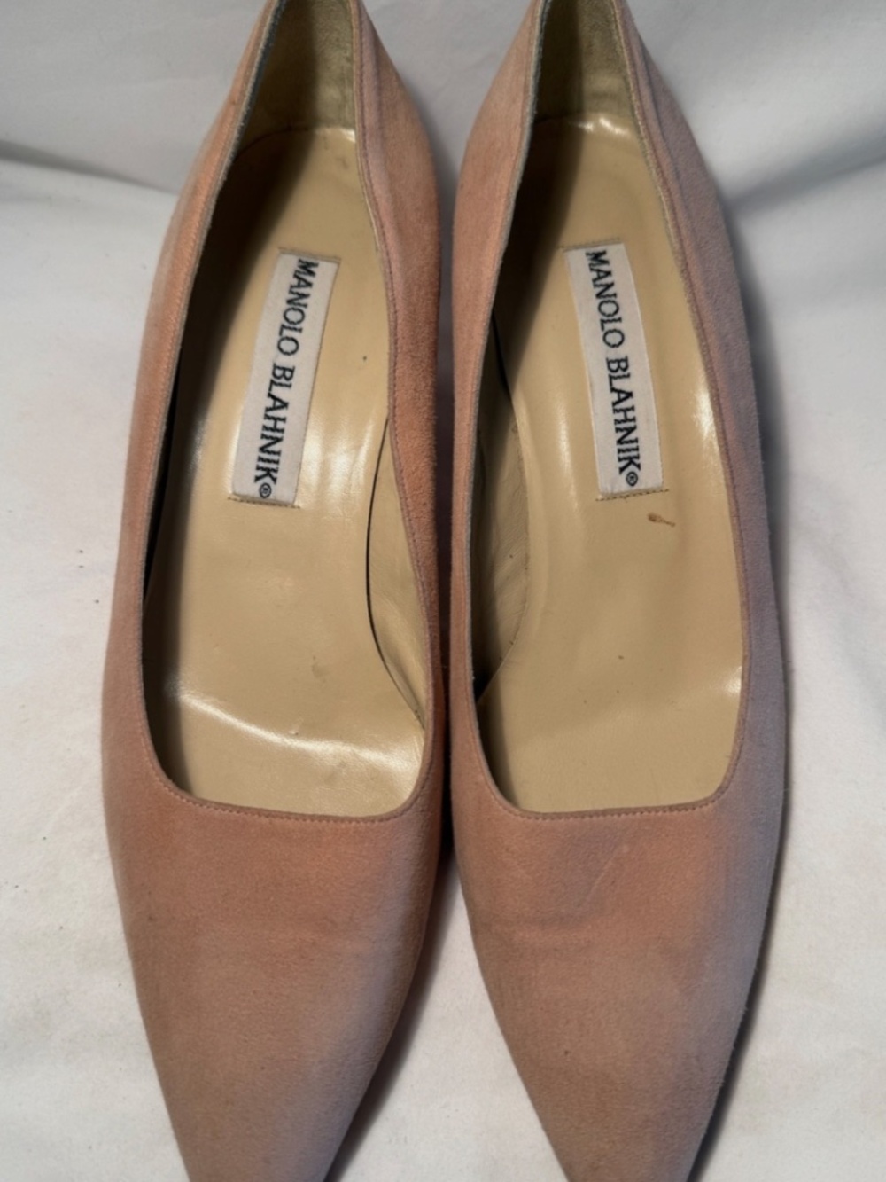 Vintage Manolo Blahnik Light Pink Suede Heels Size 38.5